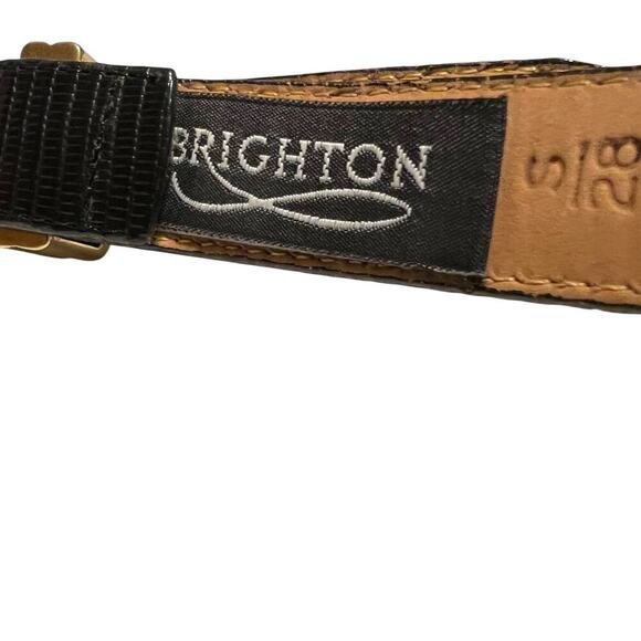 BRIGHTON Thin Leather Belt with Gold & Silver Buckle Womens Sz 28 = Small - Picture 7 of 9